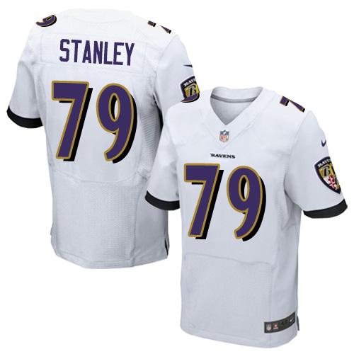 Nike Ravens #79 Ronnie Stanley White Men's Stitched NFL New Elite Jersey - Click Image to Close